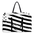 White And Black American Flag Print Utility Tote Bag