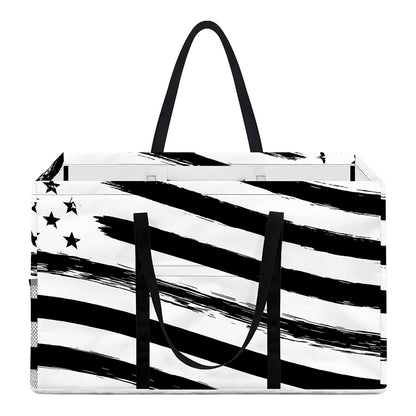 White And Black American Flag Print Utility Tote Bag
