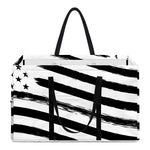 White And Black American Flag Print Utility Tote Bag