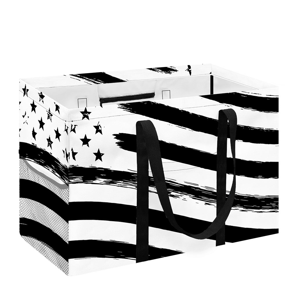 White And Black American Flag Print Utility Tote Bag