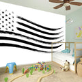 White And Black American Flag Print Wall Sticker