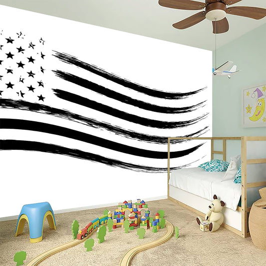 White And Black American Flag Print Wall Sticker