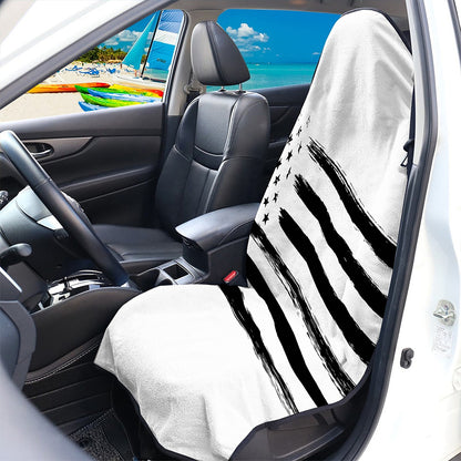 White And Black American Flag Print Waterproof Car Seat Cover