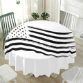 White And Black American Flag Print Waterproof Round Tablecloth