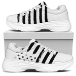 White And Black American Flag Print White Chunky Shoes