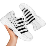White And Black American Flag Print White Chunky Shoes
