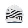 White And Black American Flag Print White Mesh Trucker Hat