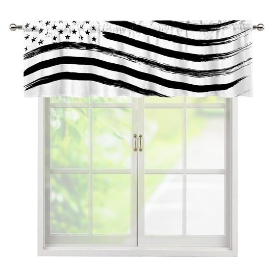 White And Black American Flag Print Window Valance