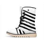 White And Black American Flag Print Winter Boots