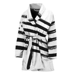 White And Black American Flag Print Women's Bathrobe