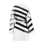 White And Black American Flag Print Women's Bathrobe