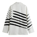 White And Black American Flag Print Women's Cotton Blazer