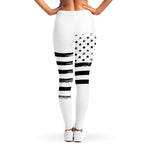 White And Black American Flag Print Women's Leggings