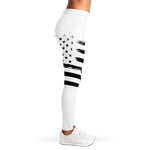 White And Black American Flag Print Women's Leggings