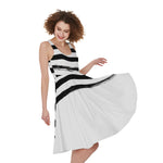White And Black American Flag Print Women's Sleeveless Dress