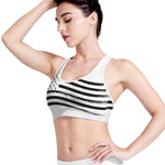 White And Black American Flag Print Women's Sports Bra