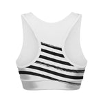 White And Black American Flag Print Women's Sports Bra