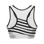 White And Black American Flag Print Women's Sports Bra