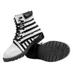 White And Black American Flag Print Work Boots