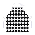 White And Black Argyle Pattern Print Adjustable Apron