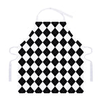 White And Black Argyle Pattern Print Adjustable Apron