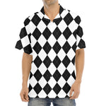 White And Black Argyle Pattern Print Aloha Shirt