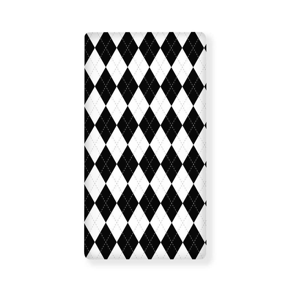 White And Black Argyle Pattern Print Baby Crib Sheet