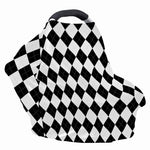 White And Black Argyle Pattern Print Baby Seat Cover