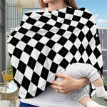 White And Black Argyle Pattern Print Baby Seat Cover