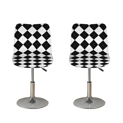 White And Black Argyle Pattern Print Bar Stool Covers