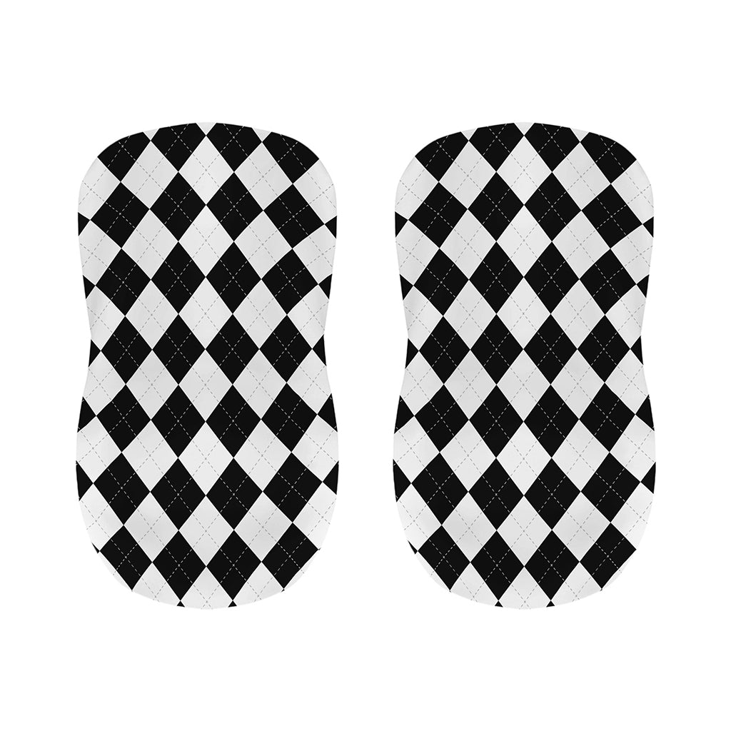 White And Black Argyle Pattern Print Bar Stool Covers