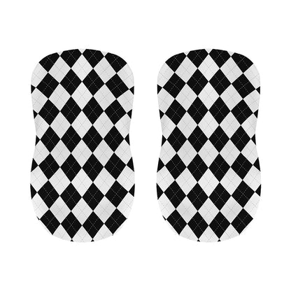 White And Black Argyle Pattern Print Bar Stool Covers