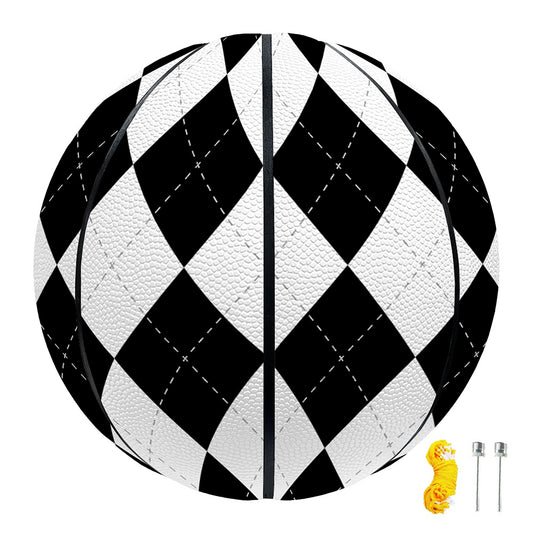 White And Black Argyle Pattern Print Basketball