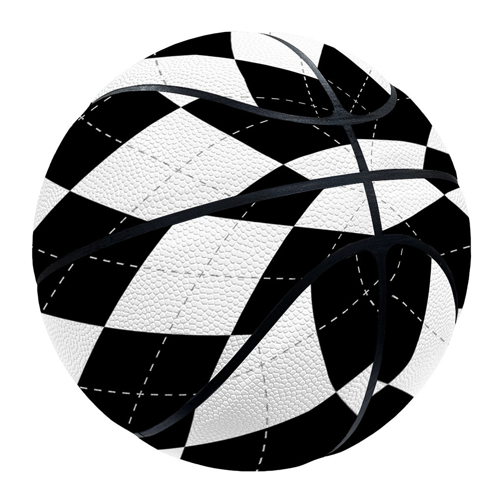 White And Black Argyle Pattern Print Basketball