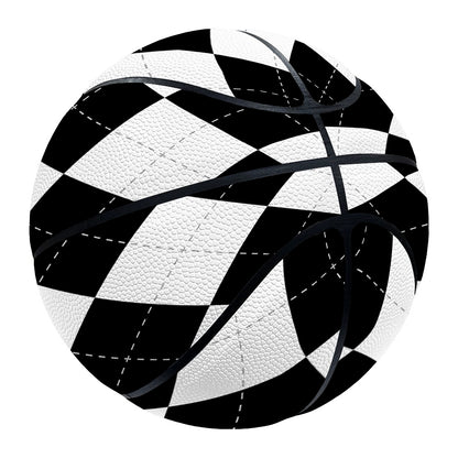 White And Black Argyle Pattern Print Basketball