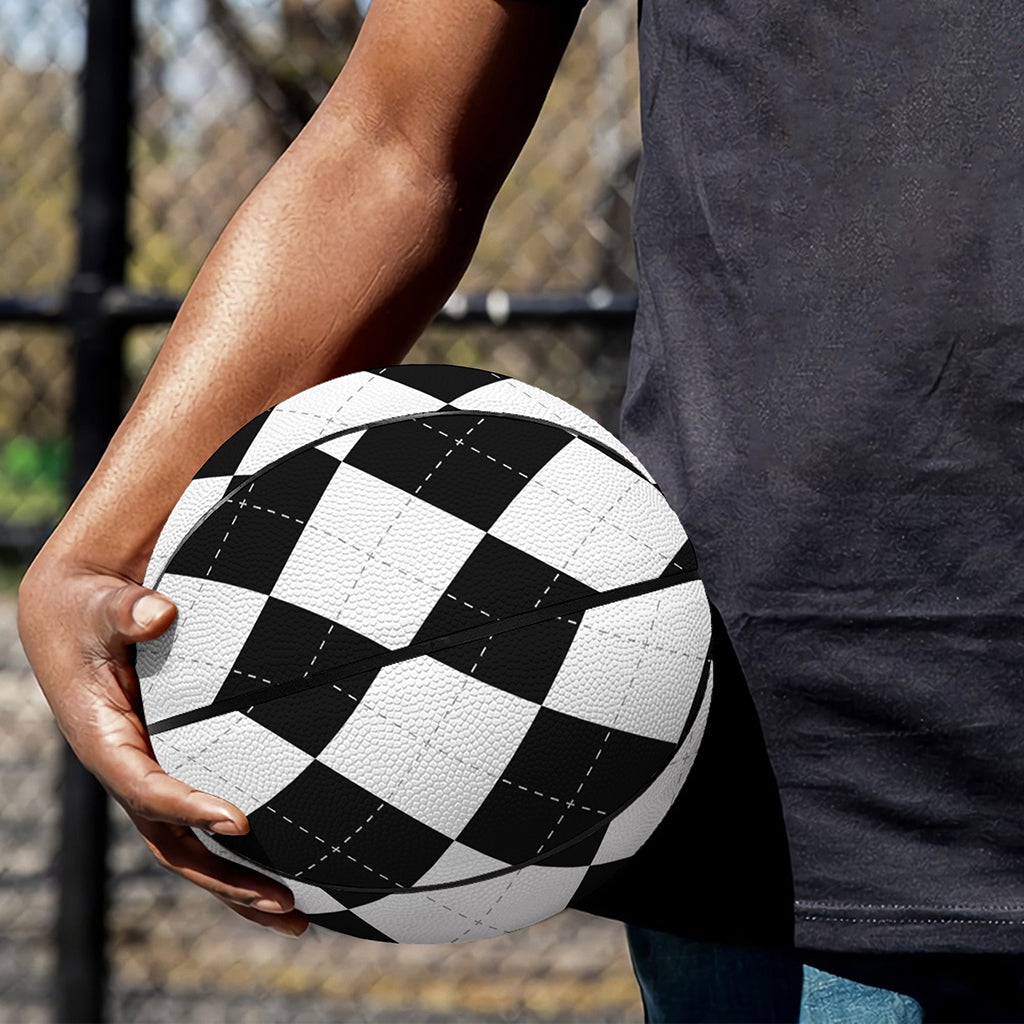 White And Black Argyle Pattern Print Basketball