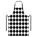 White And Black Argyle Pattern Print Bib Apron With Pocket