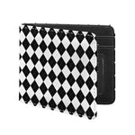 White And Black Argyle Pattern Print Bifold Wallet