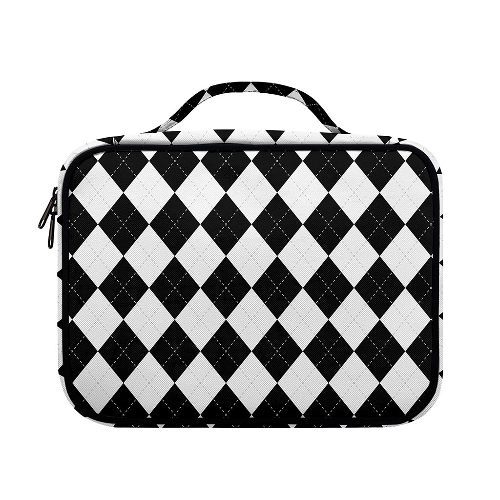 White And Black Argyle Pattern Print Briefcase Bible Bag
