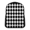 White And Black Argyle Pattern Print Casual Backpack