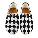 White And Black Argyle Pattern Print Casual Shoes