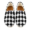 White And Black Argyle Pattern Print Casual Shoes