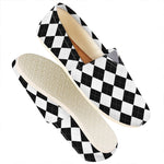 White And Black Argyle Pattern Print Casual Shoes