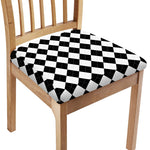 White And Black Argyle Pattern Print Chair Cushion Cover