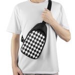 White And Black Argyle Pattern Print Chest Bag