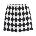 White And Black Argyle Pattern Print Cotton Shorts