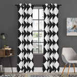 White And Black Argyle Pattern Print Curtain