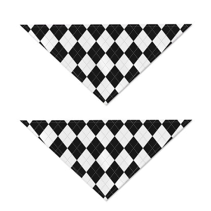 White And Black Argyle Pattern Print Dog Bandana