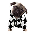 White And Black Argyle Pattern Print Dog Zip Up Hoodie