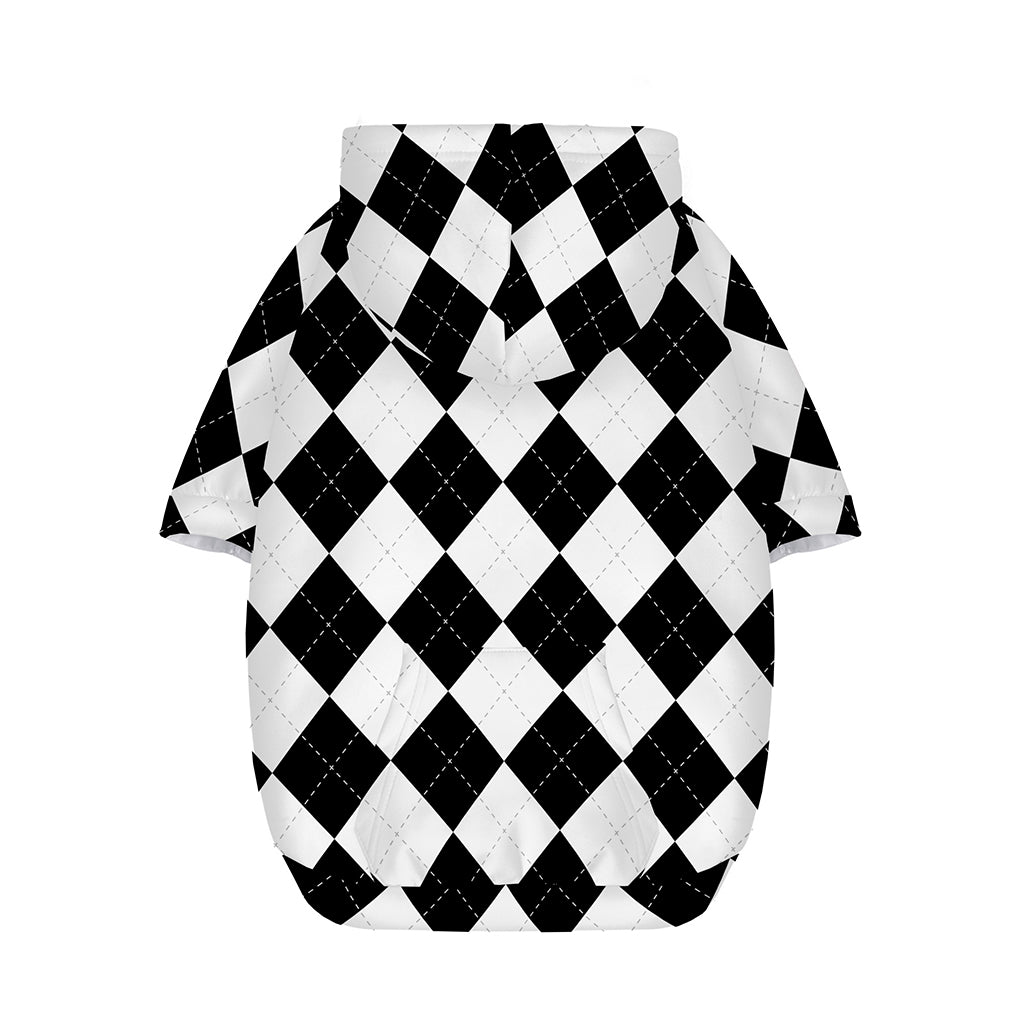White And Black Argyle Pattern Print Dog Zip Up Hoodie